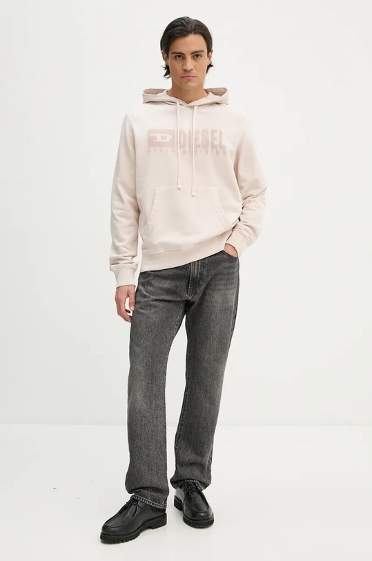 Памучен суичър Diesel S-GINN-HOOD-K44 A14022.0KMAM бежов AW24