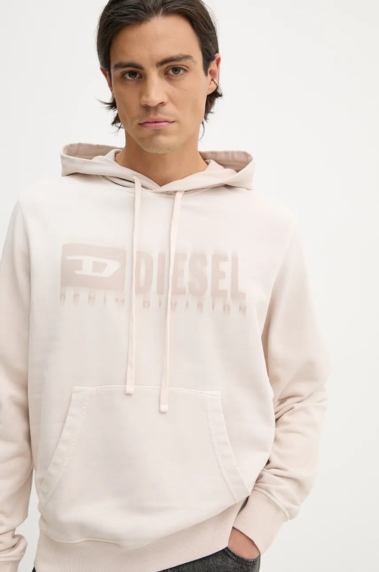Памучен суичър Diesel S-GINN-HOOD-K44 бежов A14022.0KMAM
