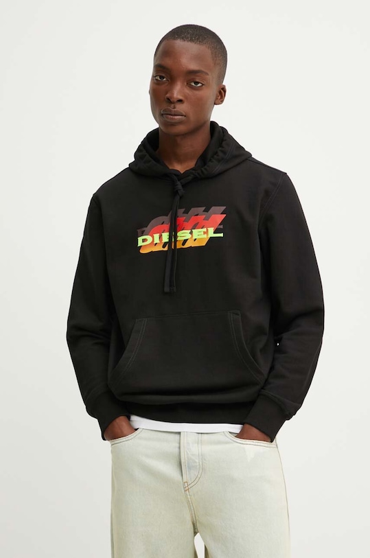 Diesel bluza S-GINN-HOOD-K41 z kapturem czarny A14830.0HAYT