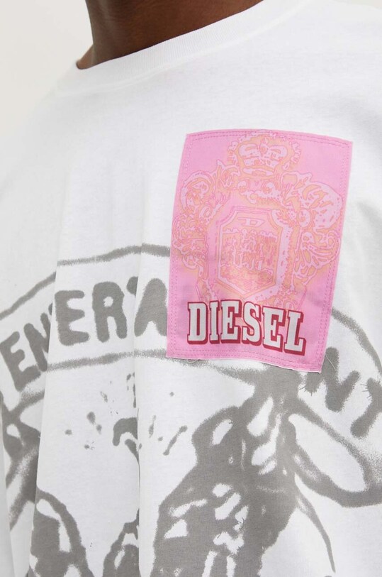 Памучна блуза с дълги ръкави Diesel T-BOXT-LS-Q10 бял A14876.0ALAX