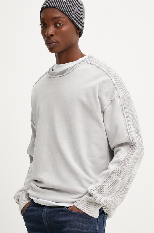 Diesel pulover de bumbac K-OBERTO-ROUND grosime medie gri A15163.0GHAN