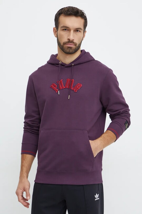 Puma hanorac de bumbac Classics Play Paris Hoodie imprimeu violet 626766
