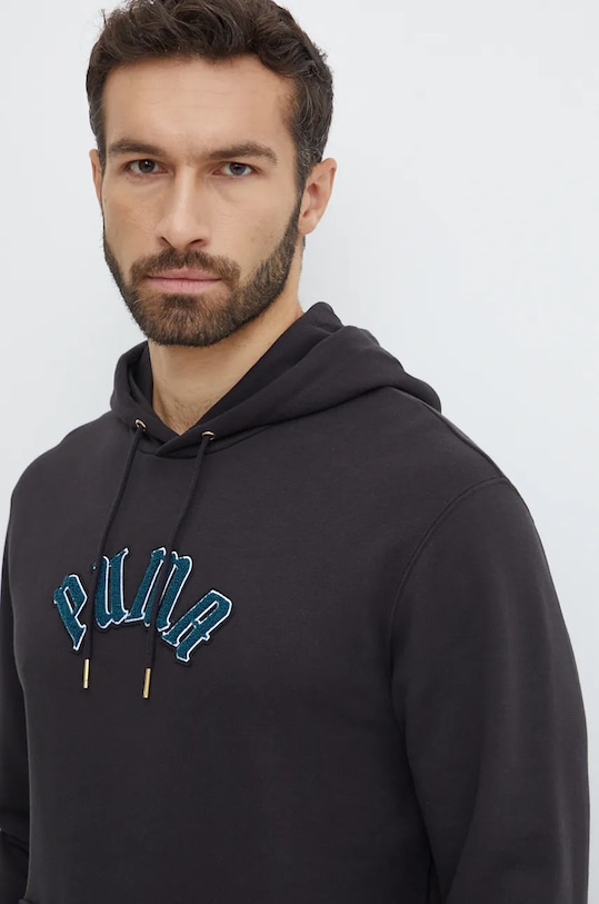 Puma bluza bawełniana Classics Play Paris Hoodie czarny 626766