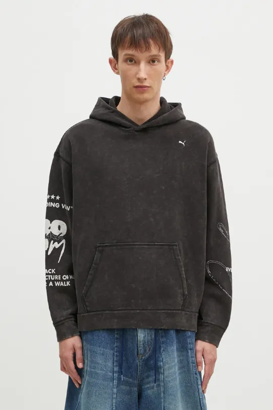 Pamučna dukserica Puma UNTERGRUND bez uzorka crna 626664