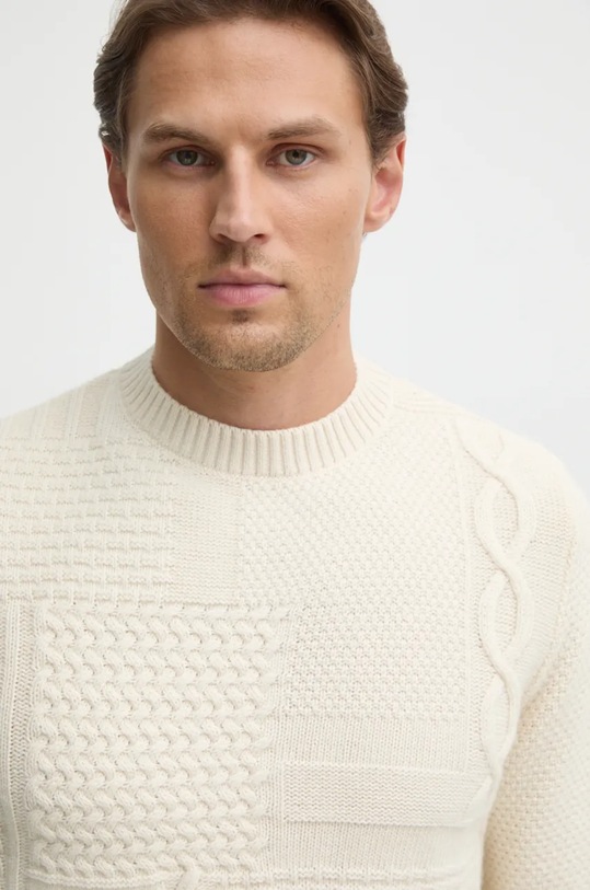 Barbour sweter wełniany beżowy MKN1605