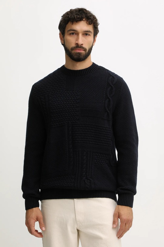 Вовняний светр Barbour темно-синій MKN1605