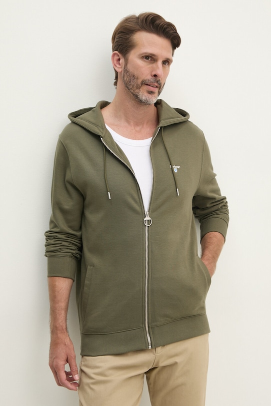Barbour bluza bawełniana bawełna zielony MOL0649