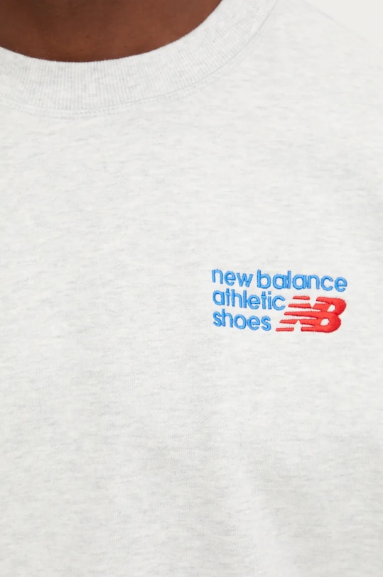 New Balance bluza bawełniana Athletics Premium Logo Crew MT41547AHH szary