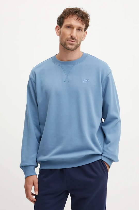 New Balance hanorac de bumbac uni albastru MT41506HEB