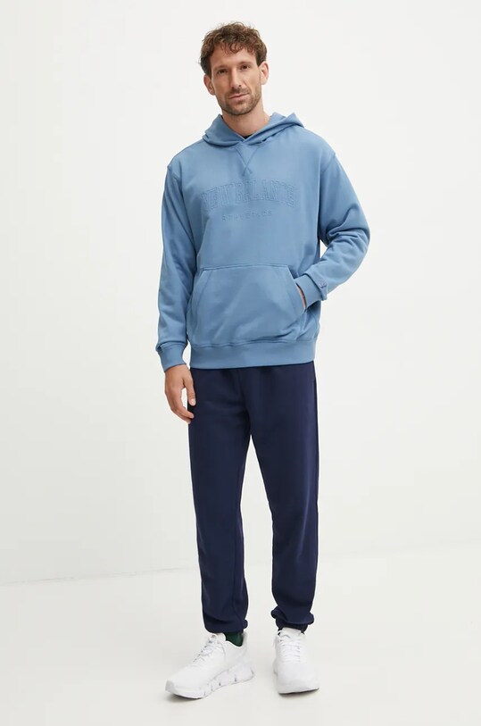 Bavlnená mikina New Balance MT43500HEB modrá AW24