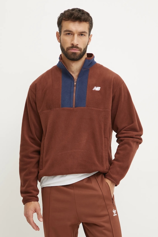 New Balance bluza polarowa bez kaptura brązowy MT43518ROK