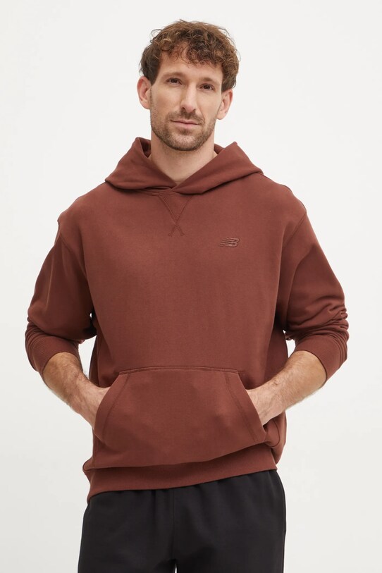 Bavlnená mikina New Balance hnedá MT41534ROK