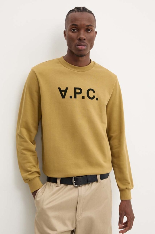 A.P.C. hanorac de bumbac sweat standard grand vpc GOTS imprimeu galben COHBN.M27907