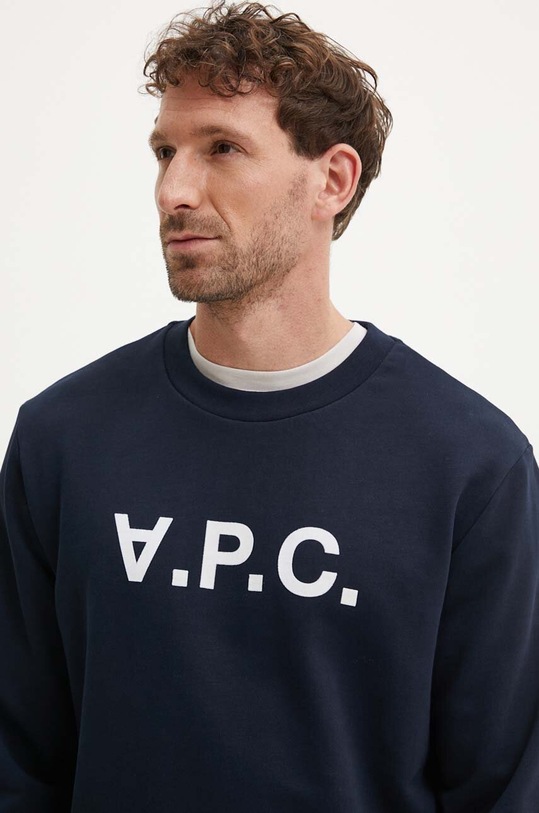 A.P.C. bluza bawełniana sweat standard grand vpc GOTS granatowy COHBN.M27907