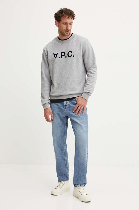 Хлопковая кофта A.P.C. sweat standard grand vpc GOTS COHBN.M27907 серый AW24