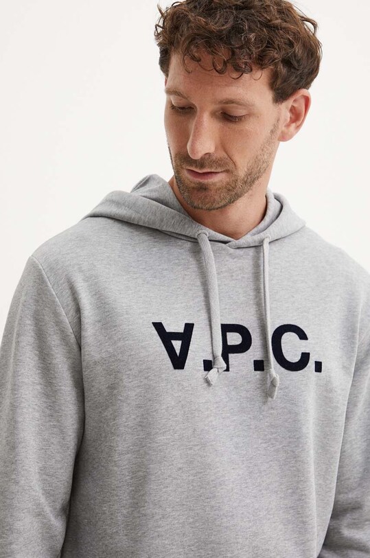 Хлопковая кофта A.P.C. hoodie standard grand vpc GOTS серый COHBN.M27908