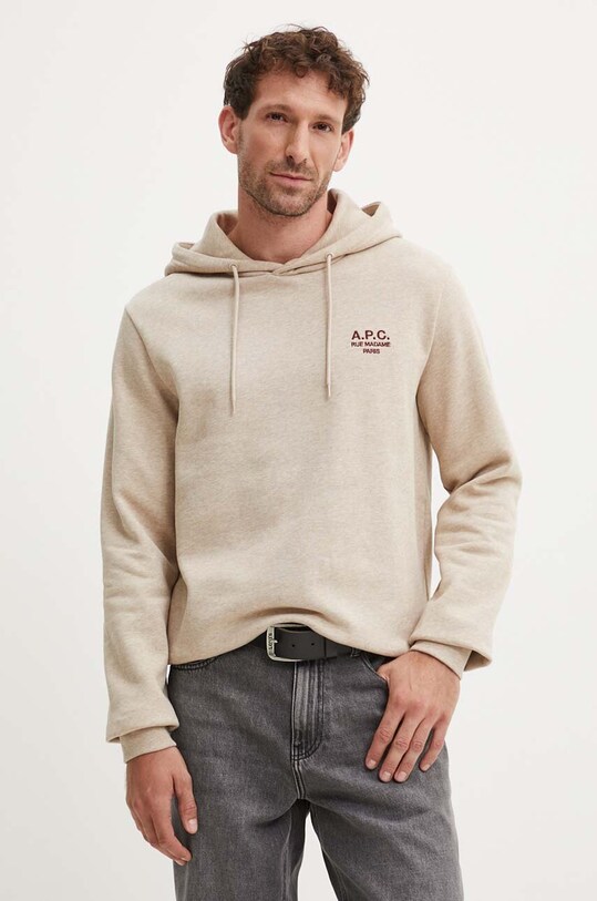 Mikina A.P.C. hoodie standard rue madame GOTS s kapucňou béžová COHBV.M27914