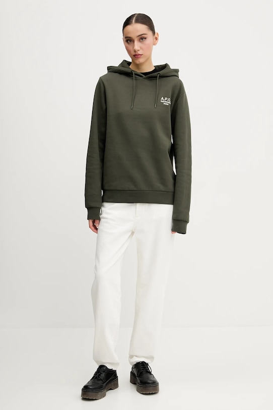 Îmbrăcăminte A.P.C. bluză hoodie standard rue madame GOTS COHBV.M27914 verde