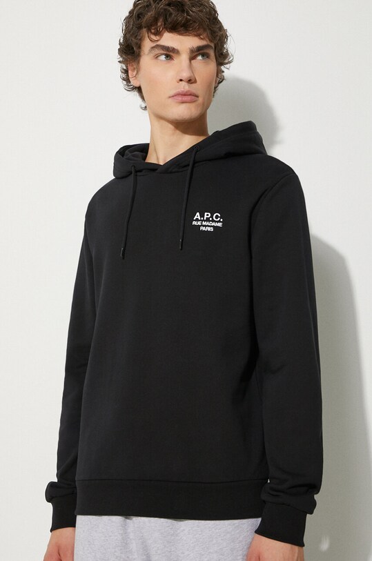 Mikina A.P.C. hoodie standard rue madame GOTS čierna COHBV.M27914
