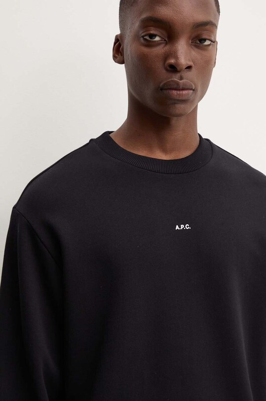 A.P.C. hanorac de bumbac sweat boxy micro logo GOTS negru COHBX.H27910