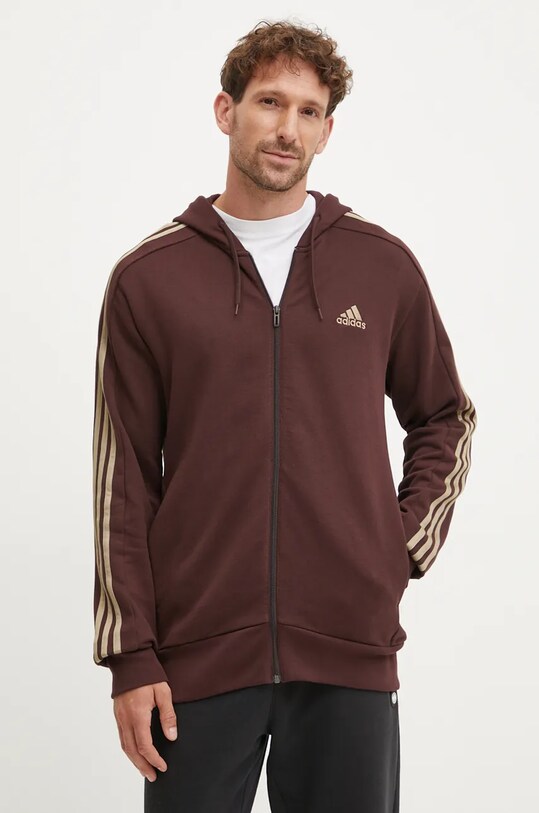 adidas hanorac de bumbac Essentials imprimeu maro IX0175