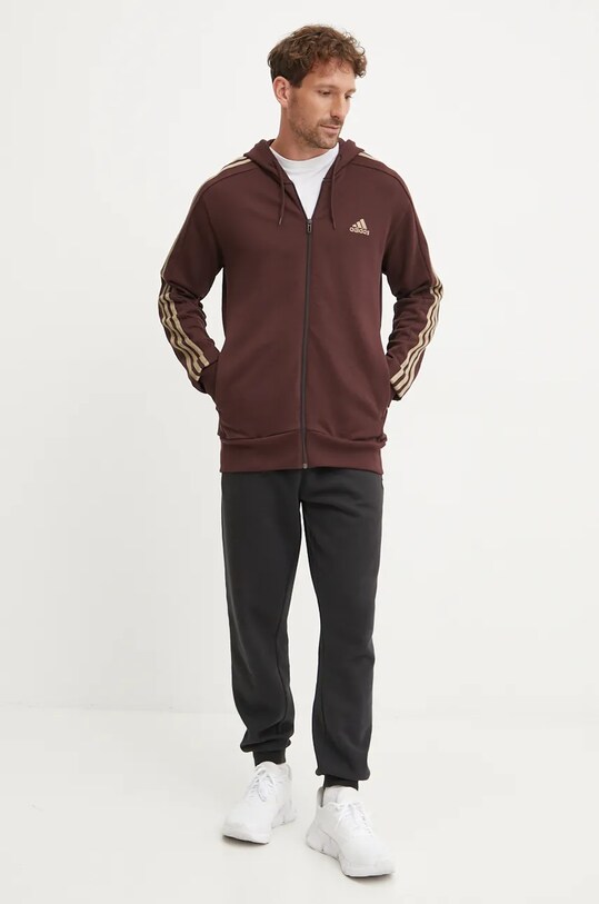 adidas hanorac de bumbac Essentials IX0175 maro AW24