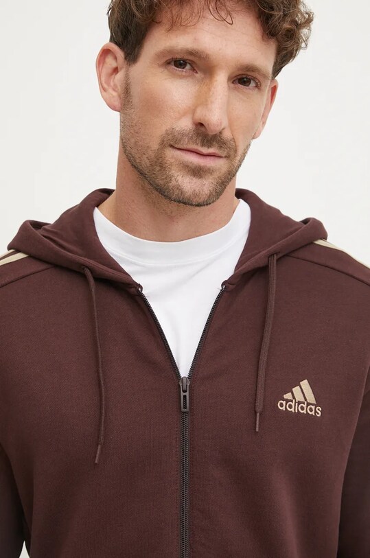 adidas hanorac de bumbac Essentials maro IX0175