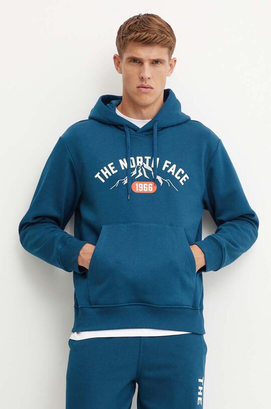 The North Face bluza Hoodie Varsity Graphic print turcoaz NF0A89DJ1NO1