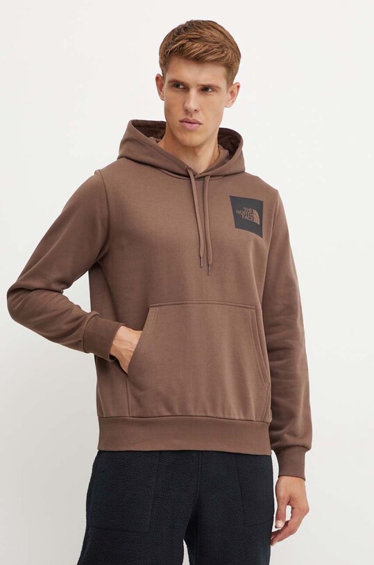 Μπλούζα The North Face Fine Hoodie με κουκούλα καφέ NF0A89EU1OI1
