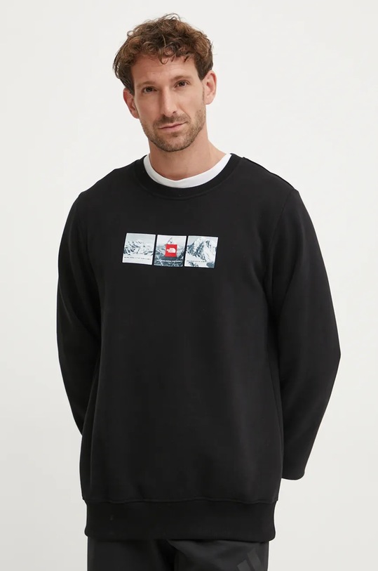 The North Face bluza bawełniana Crew Expedition System nadruk czarny NF0A89DDJK31
