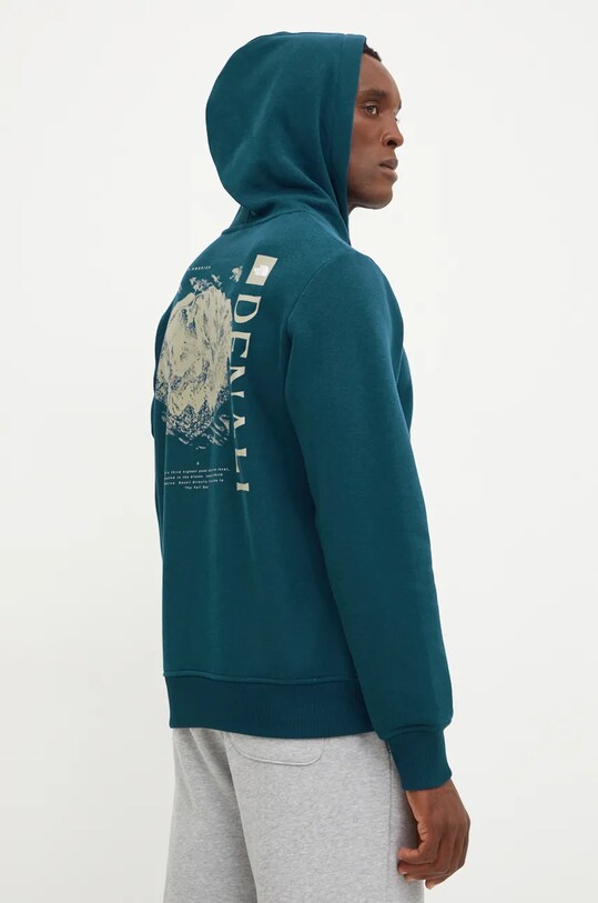 Суичър The North Face Hoodie Topographic с качулка тюркоазен NF0A89DS1NO1