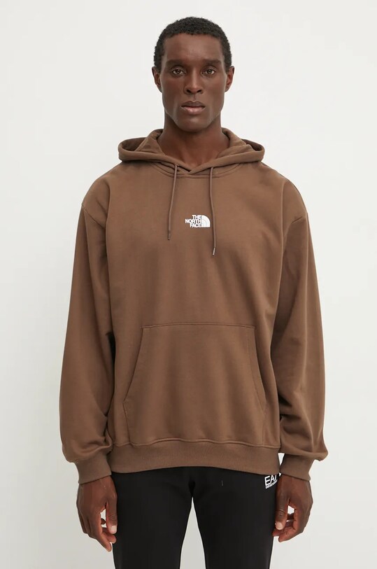 The North Face bluza bawełniana Zumu Hoodie nadruk brązowy NF0A89FJ1OI1
