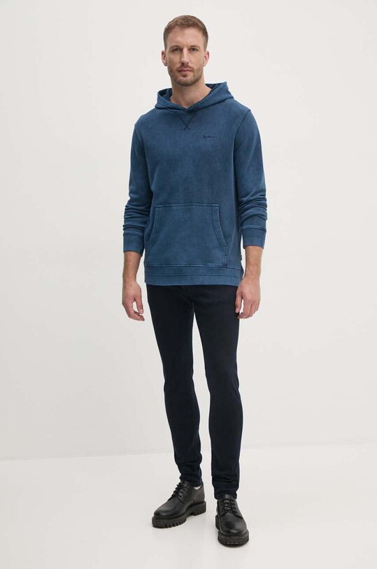 Хлопковая кофта Pepe Jeans SILVERTON HOODIE PM582713 тёмно-синий AW24