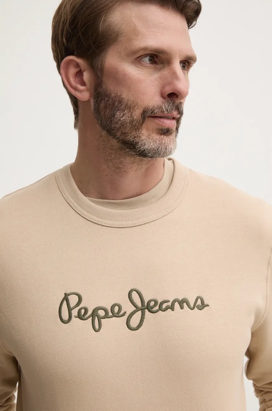 Pepe Jeans hanorac de bumbac NEW JOE CREW bej PM582715