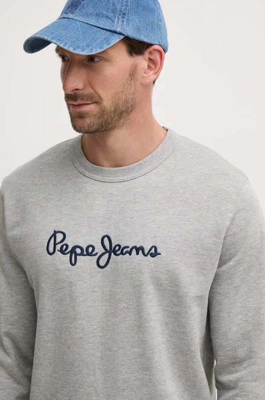 Pepe Jeans hanorac de bumbac NEW JOE CREW gri PM582715