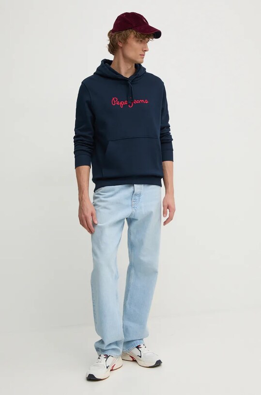 Pepe Jeans hanorac de bumbac NEW JOE HOODIE PM582716 bleumarin AW24