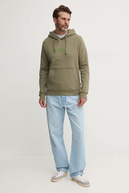 Pepe Jeans hanorac de bumbac NEW JOE HOODIE PM582716 verde AW24