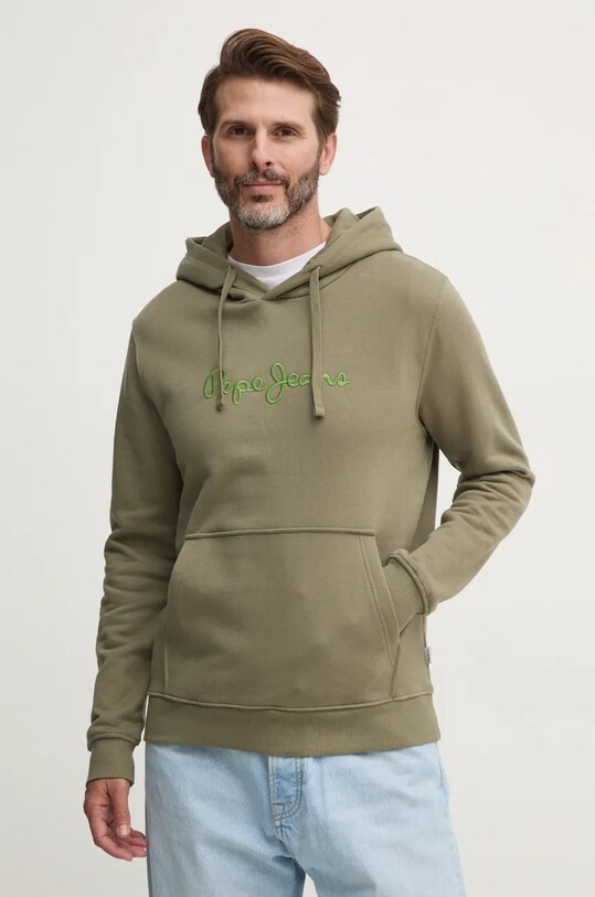 Pepe Jeans pamut melegítőfelső NEW JOE HOODIE zöld PM582716