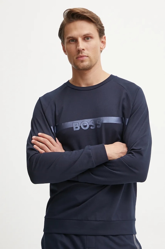 BOSS bluza bawełniana nadruk granatowy 50527429