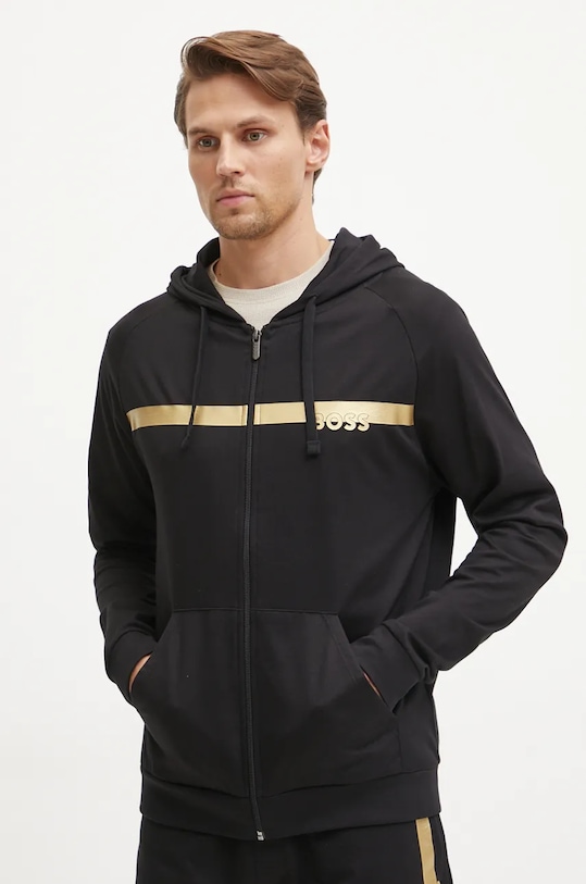 Bavlněná mikina BOSS s kapucí černá 50527451