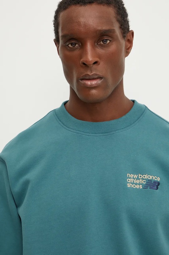 Pamučna dukserica New Balance zelena MT41547NUS