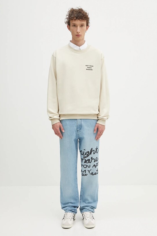 Бавовняна кофта Drôle de Monsieur PERM.SW149.CO127.MT бежевий