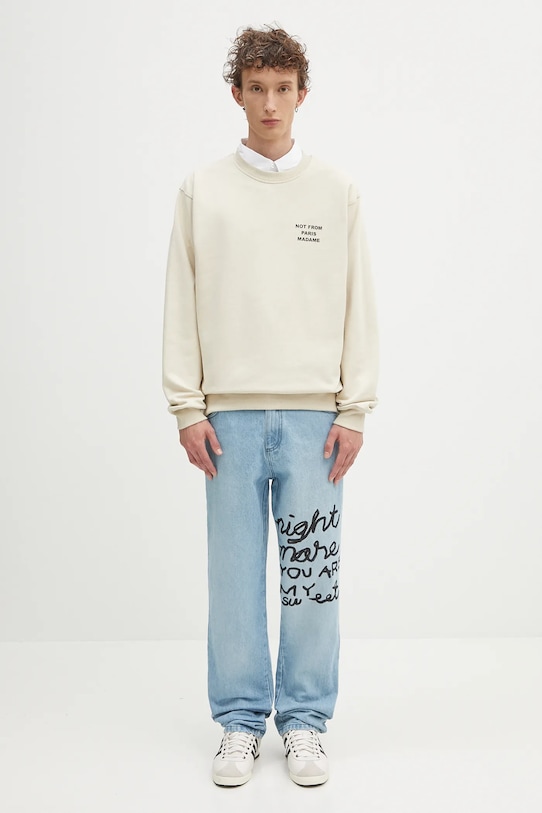 Бавовняна кофта Drôle de Monsieur PERM.SW149.CO127.MT бежевий