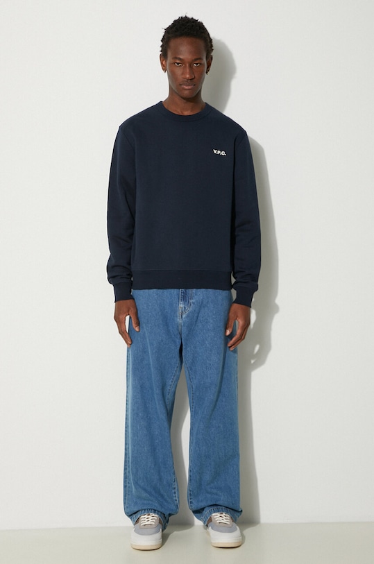 A.P.C. bluza bawełniana Boxy Petit Vpc COHBR.H27916.TIQ granatowy AW24