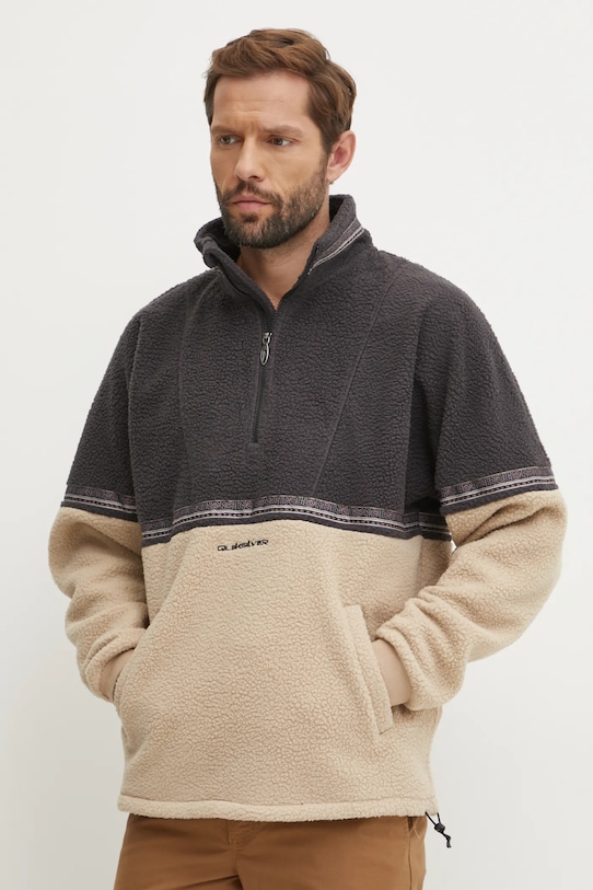 Fleecová mikina Quiksilver Take Us Back Block bez kapuce šedá EQYFT04974