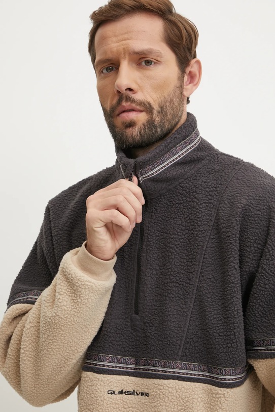 Fleecová mikina Quiksilver Take Us Back Block šedá EQYFT04974