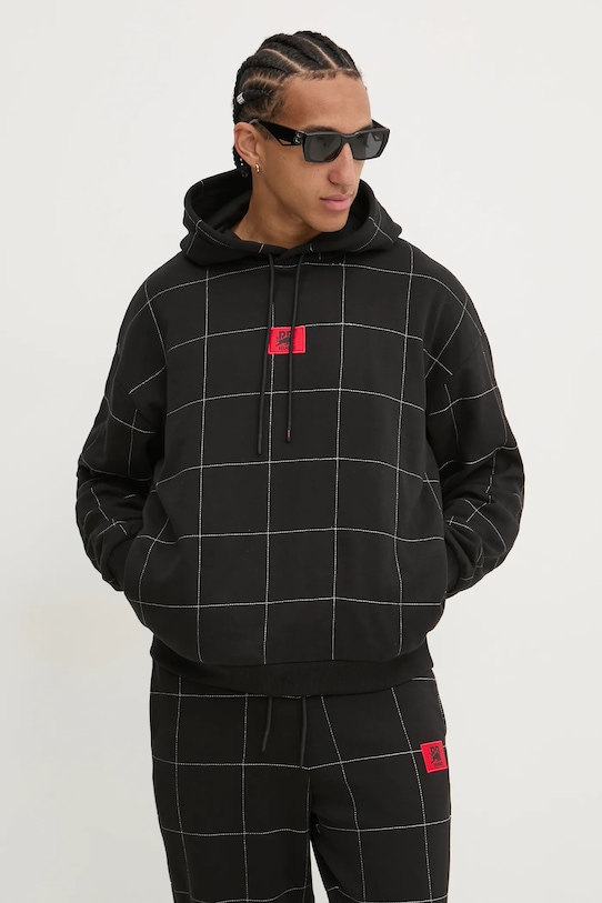 Βαμβακερή μπλούζα HUGO x RACING BULLS βαμβάκι μαύρο 50530057
