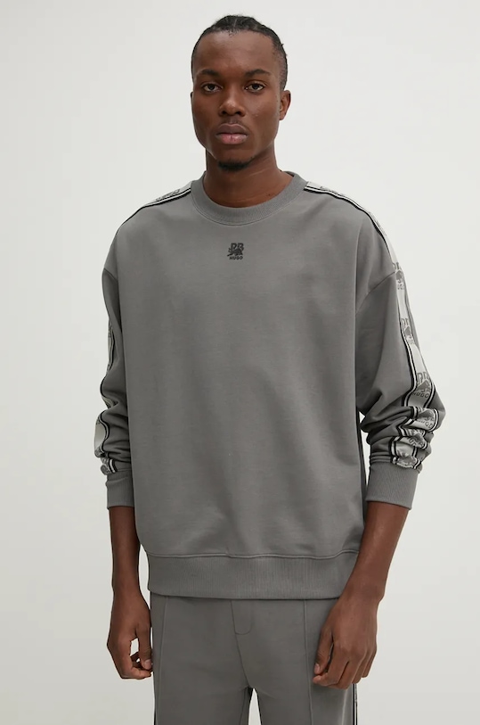 HUGO hanorac de bumbac x RACING BULLS imprimeu gri 50530452