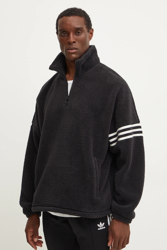 Dukserica od flisa adidas Originals Neuclassics C Pf 1/2 Z bez kapuljače crna IW0976