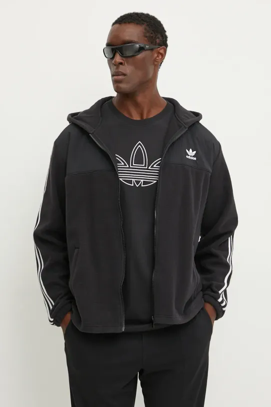 Fleecová mikina adidas Originals Fleece Hoodie s kapucí černá IZ4802